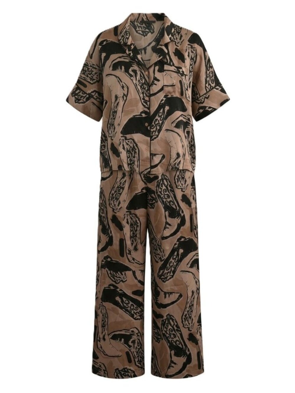 NWT Midnight Bakery 2 Piece Satin Pajama Set Sz L Mauve Abstract Print IDH445